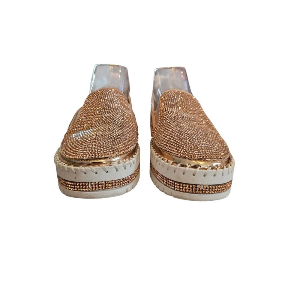 Azalea Wang Slip-On Crystal Embellished Platform Sneakers - Rose Gold Size 7.5-8 - Picture 5 of 10